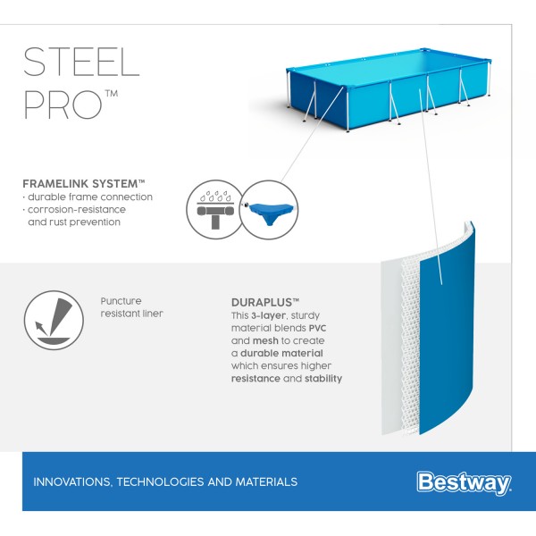Bestway 56404 BW Каркасный бассейн Steel Pro 300х201х66см, 3300л