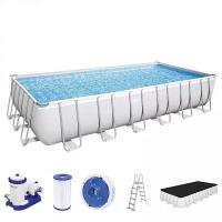 Bestway 56474 BW Каркасный бассейн Power Steel 732х366х132см, 30045л, фил.-насос 9463л/ч, лестница, тент, попл.-доз.