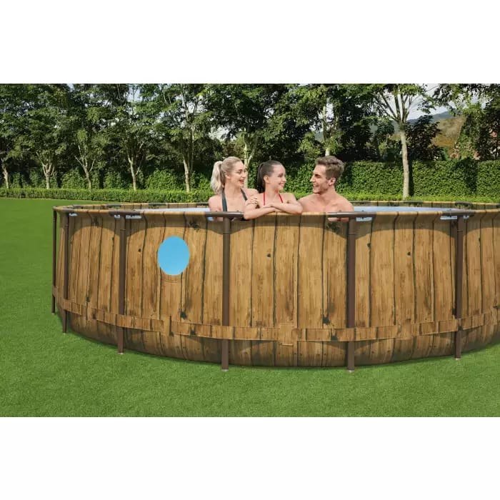 Bestway 56977 BW Каркасный бассейн Power Steel 549x122см "Ротанг" 23062л, фил.-нас. 5678л/ч, лестн., тент, попл.-доз.
