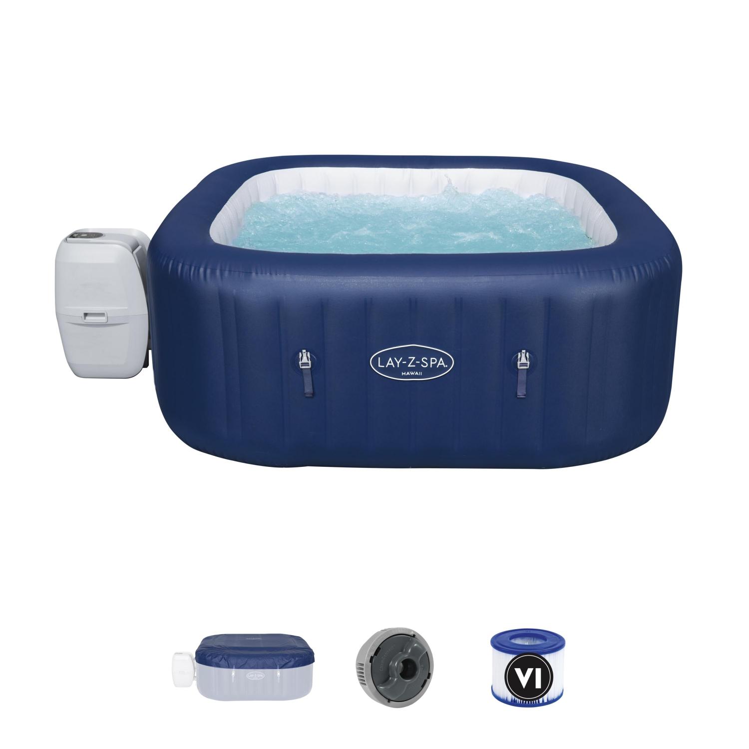 Bestway 60021 BW СПА-бассейн 130х130/180х180х71см "Hawaii AirJet" 840л, квадратный, аэромассаж