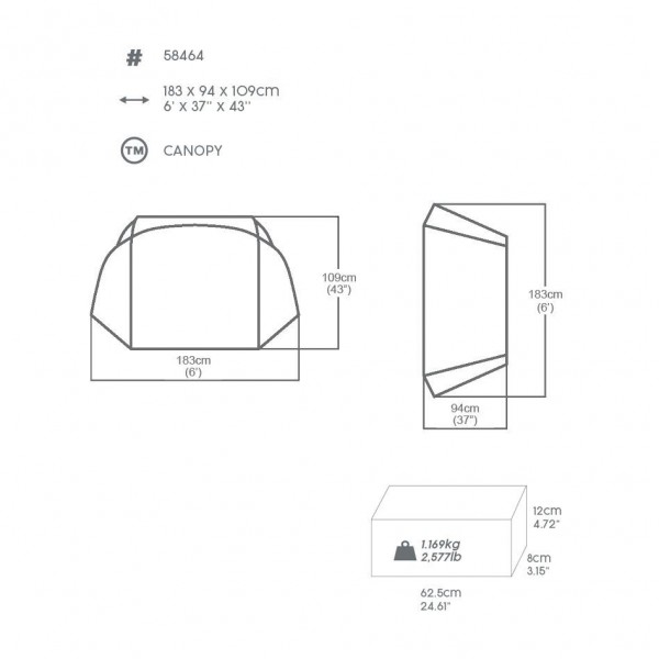 Bestway 58464 BW Навес для СПА бассейнов, 183х94х109 см