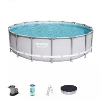 Bestway 56451 BW Каркасный бассейн 488х122см, 19480л, фил.-насос 5678 л/ч, тент, лестница